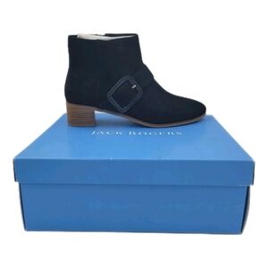 Jack Rogers Women's Izzie Suede Bootie Black Casual Buckle Shoe Size 8.5M